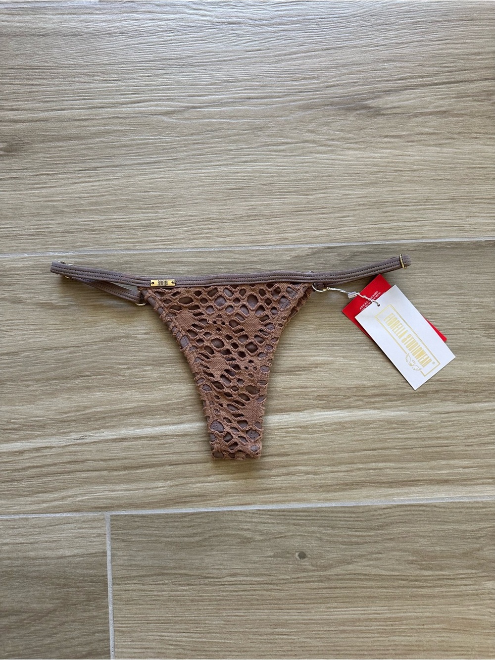 Brazilian Swimwear- Fiorella Brown Crochet Adjustable Bikini Bottom